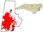 Durham County North Carolina incorporated and unincorporated areas Durham highlighted